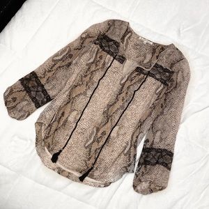 Daniel Rainn snake skin print long sleeve blouse